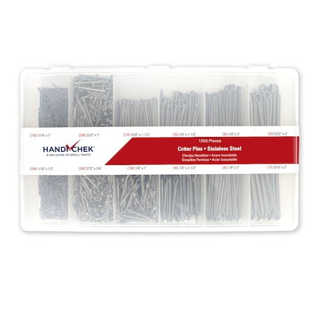 Handi-Chek Cotter Pin Asst SS PL 1200pc DISP-CPS1200